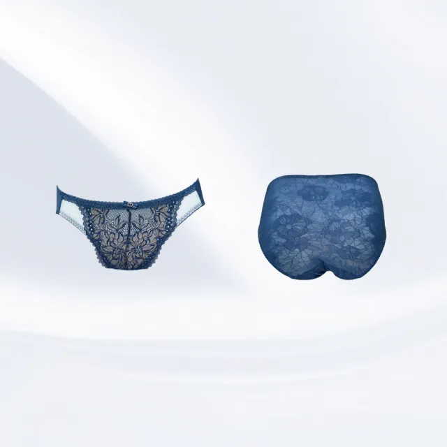 【Swear 思薇爾】撩波芙花春漾系列M-XL蕾絲低腰三角女內褲(錦雲藍)