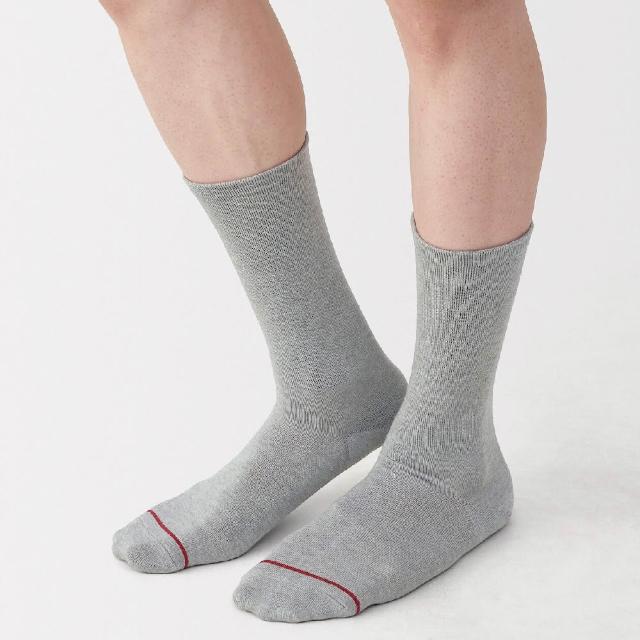 【MUJI 無印良品】男棉保暖錐形直角襪 25-27cm(灰色/黑色/暗藍)