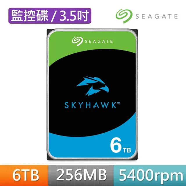 【SEAGATE 希捷】SkyHawk 6TB 3.5吋 5400轉 256MB 監控內接硬碟(ST6000VX009)(其他規格)