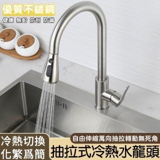 抽拉式不鏽鋼冷熱水龍頭(廚房龍頭/面盆水龍頭/冷熱混水閥/衛浴龍頭/伸縮水龍頭)