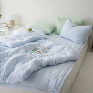 【寢室安居】買1送1 韓國輕暖繽紛系列-買 蓬鬆四季被or同款四季用床墊 送同款枕套一對(8色任選/尺寸均一價)