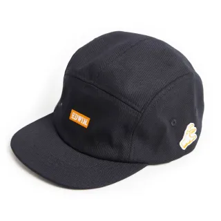 【EDWIN】男裝 橘標 粗斜短簷帽(黑色)