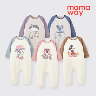 【mamaway 媽媽餵】BABY迪士尼毛圈長袖連身衣 1入 多款任選(寶寶包屁衣、嬰兒連身衣)