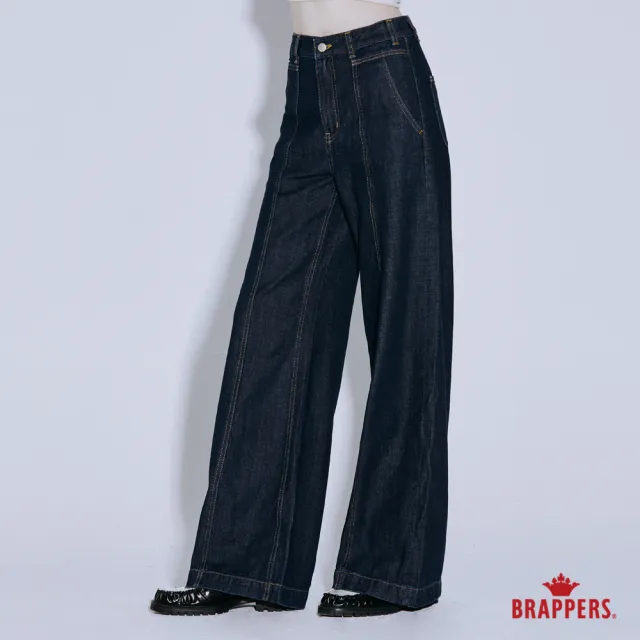 【BRAPPERS】女款 Boy friend系列-高腰全棉寬褲(深藍)