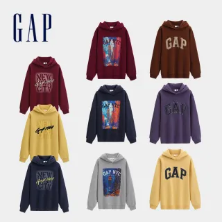 【GAP】男裝 Logo印花/刺繡刷毛帽T-多款任選(788128&788161&788124)