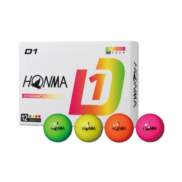 【HONMA 本間高爾夫】GOLF BALL NEW D1 兩層球 高爾夫球 BT2401合規高反發內核心 白色 彩色任選(3盒)