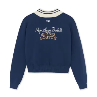 【MLB】女版半拉鍊針織上衣 Varsity系列 波士頓紅襪隊(3FKPV0554-43NYP)