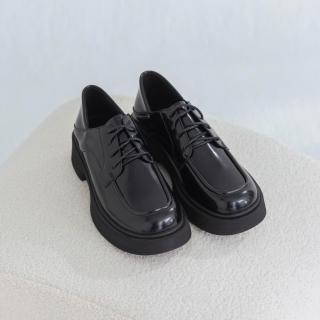 【I called Love】質感亮面綁帶厚底德比鞋