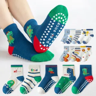 【橘魔法】（5雙組）繽紛動物防滑點膠網眼短襪(薄襪 中筒襪 襪子 中性款 男童 女童 止滑襪 兒童 童襪 童裝)