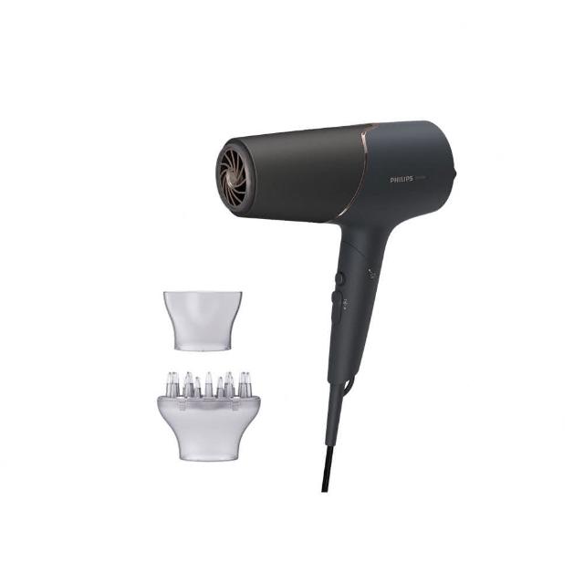 【Philips 飛利浦】智能護髮礦物負離子吹風機-霧黑金(BHD538/21)