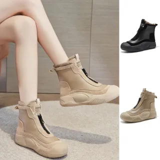 【JP Queen New York】冬季時裝風街頭內刷毛保暖厚底短靴(2色可選)