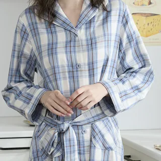 【Wacoal 華歌爾】睡衣-仕女系列 M-LL厚斜紋磨毛長袖睡袍 LRZ460531N(暖夜藍)