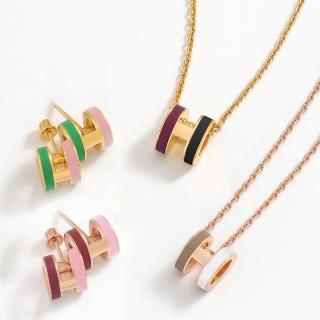 【Hermes 愛馬仕】H100065F/H100066F經典Mini Pop H立體LOGO雙色飾品項鍊/耳針式耳環(款式任選)