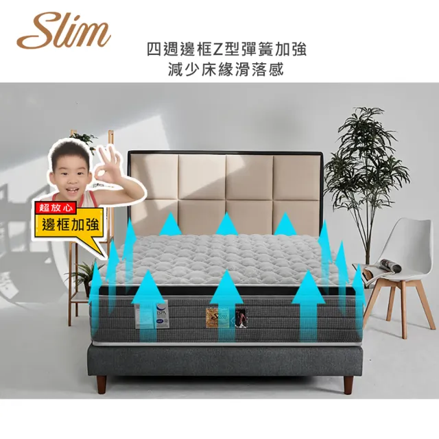 【SLIM】雙人石墨烯乳膠透氣獨立筒床墊5x6.2尺x30cm-激厚型