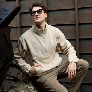 【ATUNAS 歐都納】男款SOLAR-FLEECE保暖刷毛拉鍊衫(A1PS2558M卡其/中層衣/休閒旅遊/日常)