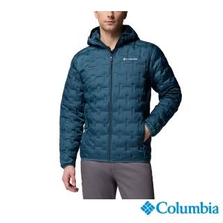【Columbia 哥倫比亞】男款-保暖防潑羽絨連帽外套-Delta Ridge™-孔雀綠(UWE66100TL/JF)