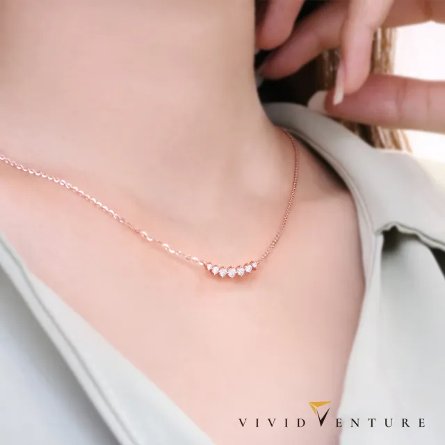 【Vividventure 亞帝芬奇】30分 天然鑽石 真鑽 項鍊 多色選 甜蜜微笑(14K金台+14K金鍊)
