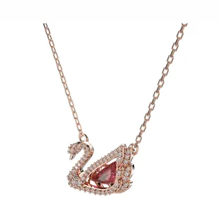 【SWAROVSKI 施華洛世奇】Swan 項鏈 天鵝 紅色 鍍玫瑰金色調