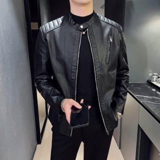 【BRIGA A601】BRIGA A601薄款春秋季新款男士韓版修身青潮流工裝機車皮衣外套(A601)