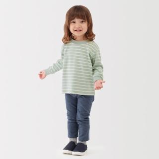 【MUJI 無印良品】幼兒容易穿脫雙面起毛圓領長袖T恤(灰白/灰橫紋/煙燻黃橫紋/淺綠橫紋/深藍橫紋/米黃橫紋)
