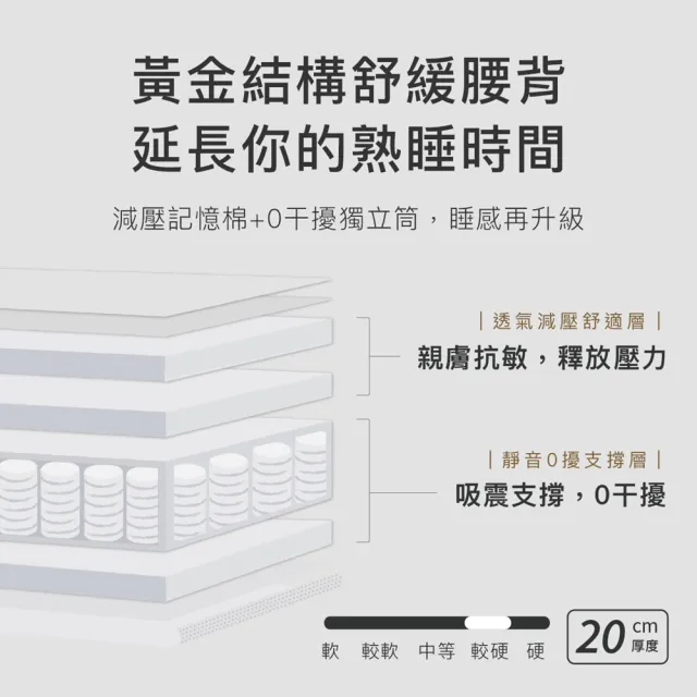 【MR. LIVING 居家先生】護腰護脊減壓記憶床墊 雙人加大-6X6.2尺(獨立筒 高支撐力 天絲表布)