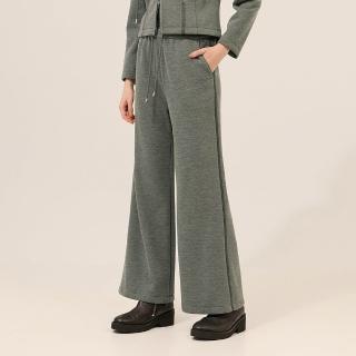 【ILEY 伊蕾】內刷毛鬆緊抽繩休閒褲(灰；M-XL；1254316437)