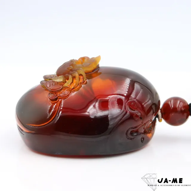 【JA-ME】天然琥珀頂級酒紅無優化血珀八方來財吊墜47.5克