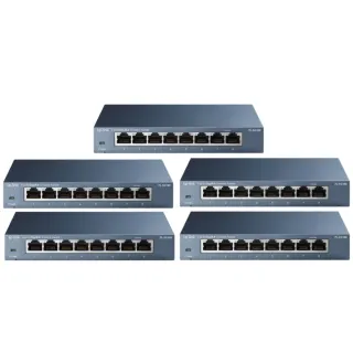 【TP-Link】五入組★8埠 Gigabit 桌上型 10/100/1000Mbps 專業級乙太網路交換器 隨插即用 鋼殼(TL-SG108)
