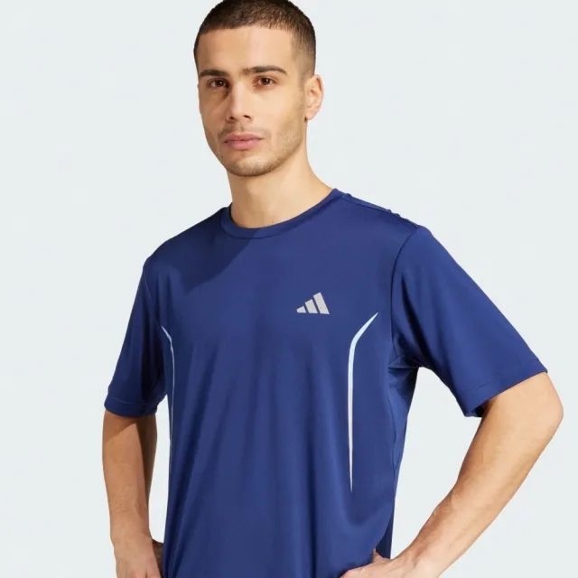 【adidas 愛迪達】愛迪達 Tech App Gf Tee 男 T恤 運動上衣 休閒短袖 吸濕排汗 藍 亞版(JZ8491)