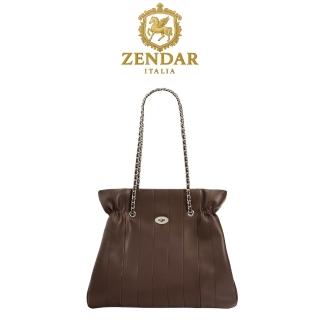 【ZENDAR】頂級小牛皮肩背包 莉娃系列(咖啡色)