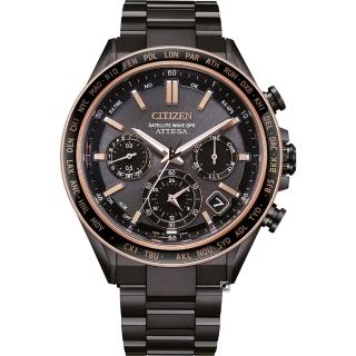 【CITIZEN 星辰】ATTESA GPS 對時光動能腕錶 男錶 手錶-44.6mm黑(CC4074-61W) 父親節 送禮自用