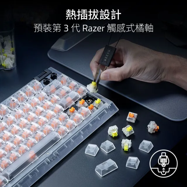 【Razer 雷蛇】BlackWidow 黑寡婦蜘蛛幻彩版 V4 75% Phantom White幻影白 – (英文)機械式電競鍵盤