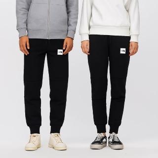 【The North Face】The North Face 字母膠印LOGO棉質慢跑長褲(黑x白/男款)