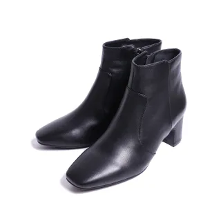 【KOKKO】魅力都會柔軟羊皮方扁短靴(黑色)