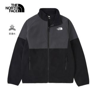 【The North Face 官方旗艦】北面男款黑色DWR防潑水抓絨外套｜8FHYKT0