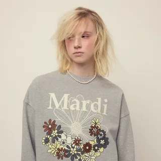 【MARDI MERCREDI】印花大學TEE 灰色 經典小雛菊 嘉年華黑花 純棉 SWEATSHIRT FLOWERMARDI JARDIN