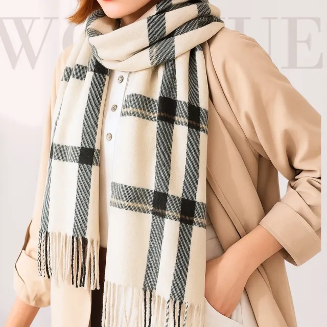 WOONUE】30款超柔羊毛質感英倫千鳥格紋圍巾披肩百搭圍巾斗篷巴寶莉風格