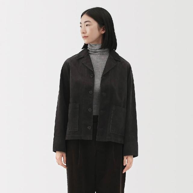 【MUJI 無印良品】女吉貝木棉混燈芯絨外套(黑色/象牙白/深棕)