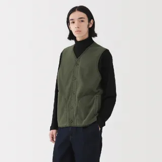 【MUJI 無印良品】男刷毛背心(灰色/墨灰/黑色/卡其綠)