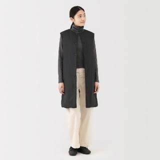 【MUJI 無印良品】女輕量羽絨可攜式無領長版背心(黑色/淺米/深棕)