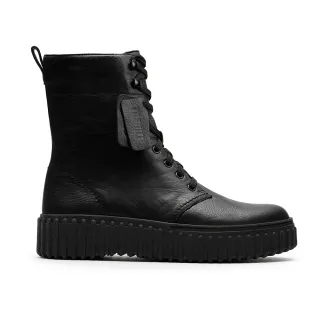 【Clarks】女靴 Torhill Style 羅紋厚底餅乾靴 短靴 短筒靴(CLF82918B)