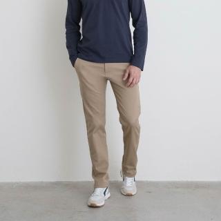 【GIORDANO 佐丹奴】男裝修身彈力卡其褲(44 昆布褐)