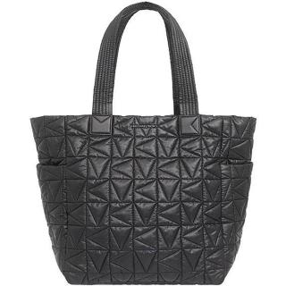 【Michael Kors】WINNIE黑色尼龍菱格紋大款輕量托特包