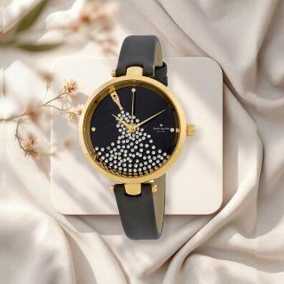 【KATE SPADE】KSW1234 酒瓶時標 帶鑽 日本機芯 牛皮 女款 手錶(酒瓶時標 帶鑽)