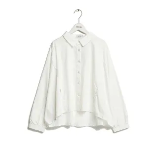 【SOMETHING】女裝 寬版剪裁長袖襯衫(白色)