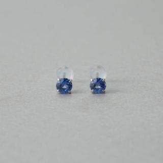 【ete】高爪式鑲嵌寶石耳環(深藍色 白色 粉紅色 香檳色)