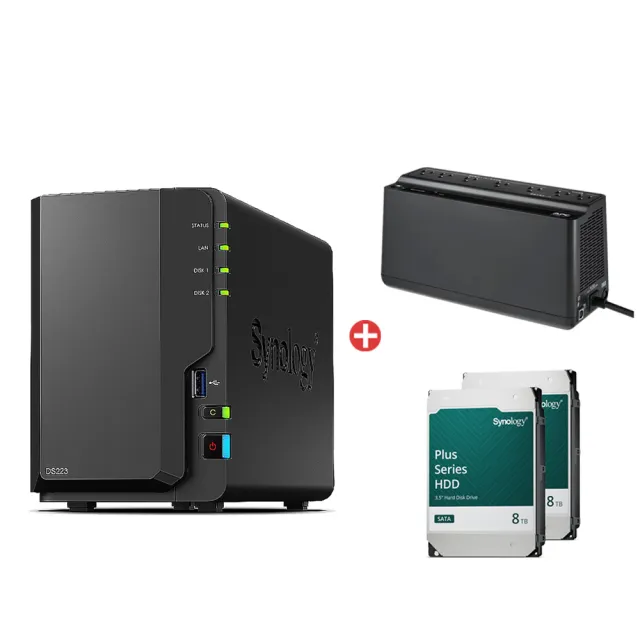 【Synology 群暉科技】UPS組搭8TBx2★DS223 2Bay NAS 網路儲存伺服器