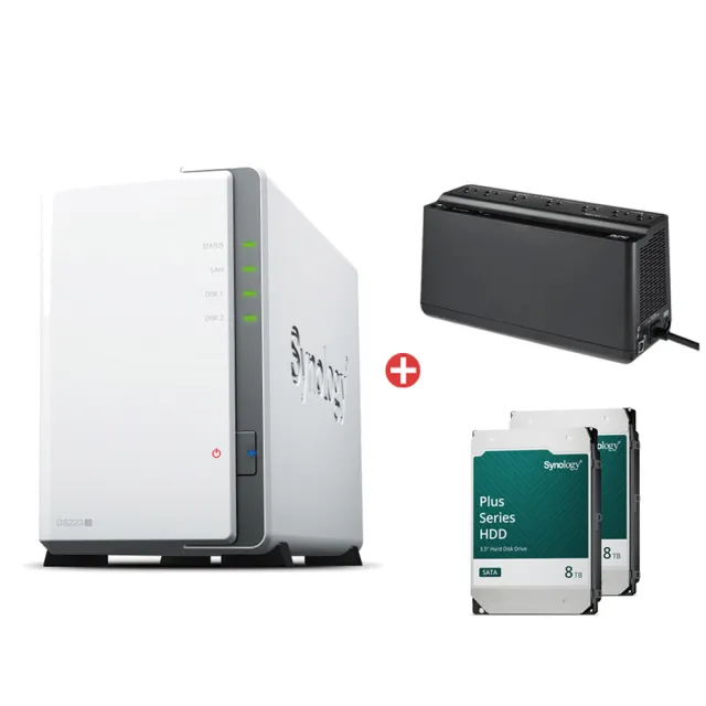 【Synology 群暉科技】UPS組搭8TBx2★DS223j 2Bay NAS 網路儲存伺服器