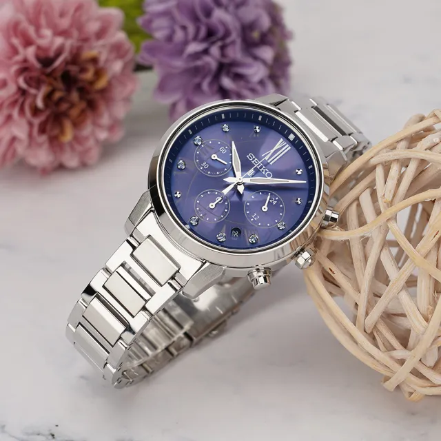 【SEIKO 精工】LUKIA 廣告推薦款 太陽能三眼計時女錶 開學禮 送禮 推薦(SSC921J1/V175-0FC0B)