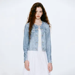 【MOMA】率性時尚仿牛仔印花外套(藍色)